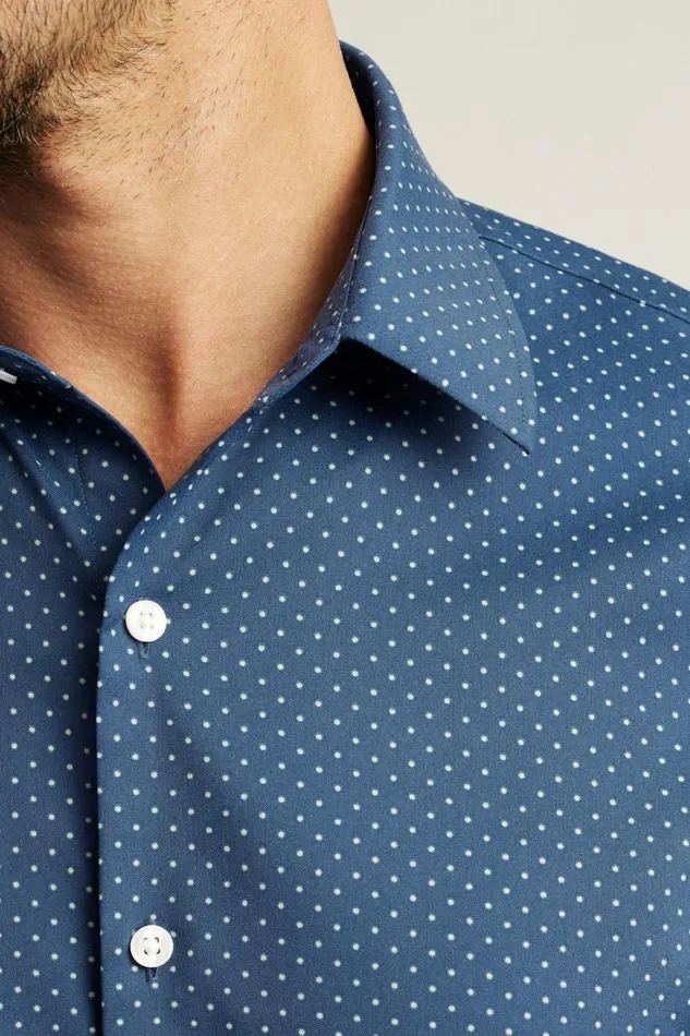 Men Short Sleeve Shirts Bonobos Tech Short Sleeve Shirt Navy Seafoam Dot
