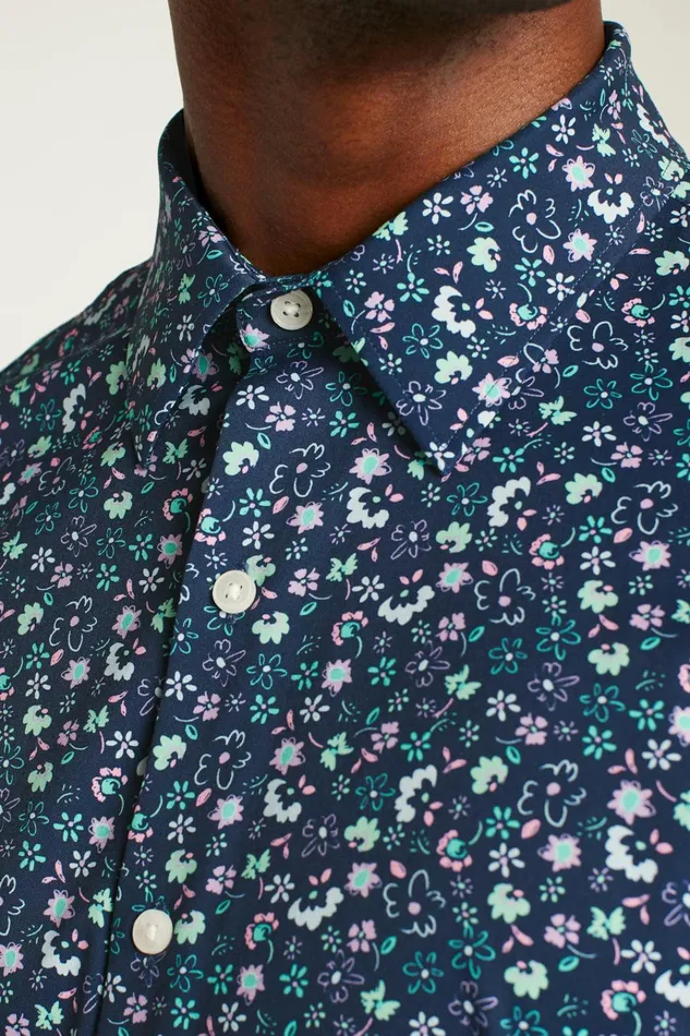 Men Short Sleeve Shirts Bonobos Tech Short Sleeve Shirt Navy Weekend Floral
