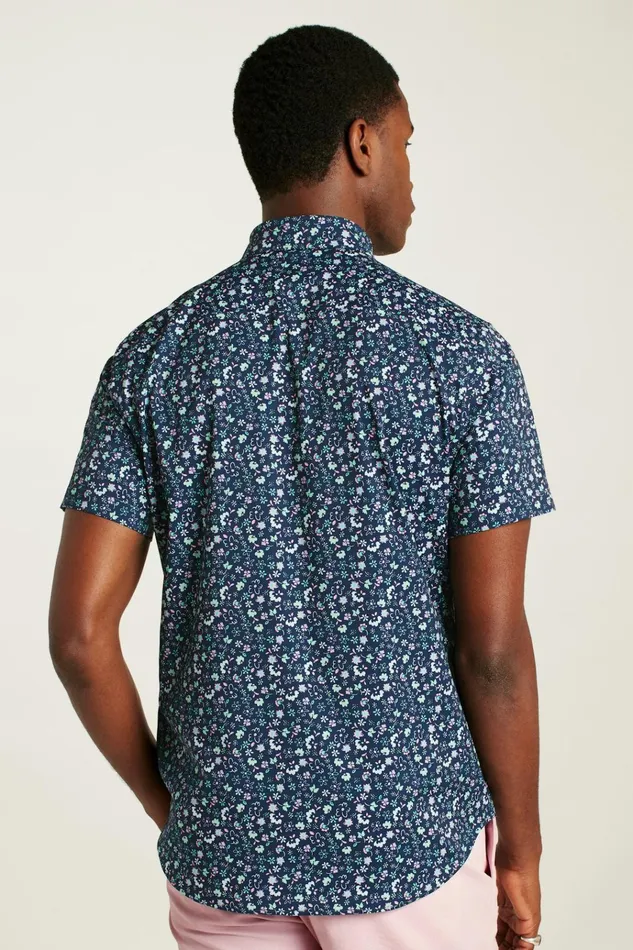 Men Short Sleeve Shirts Bonobos Tech Short Sleeve Shirt Navy Weekend Floral