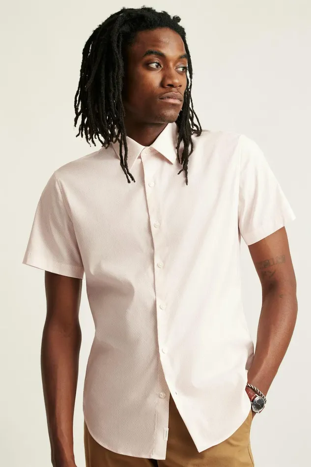Men Short Sleeve Shirts Bonobos Tech Short Sleeve Shirt Pink Duo Geo