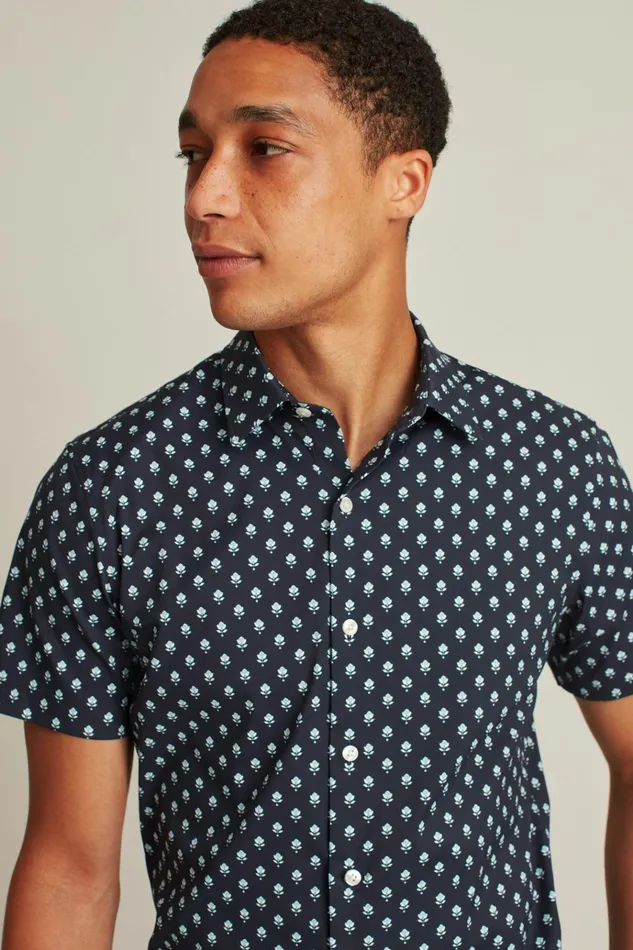 Men Short Sleeve Shirts Bonobos Tech Short Sleeve Shirt Red Hook Floral