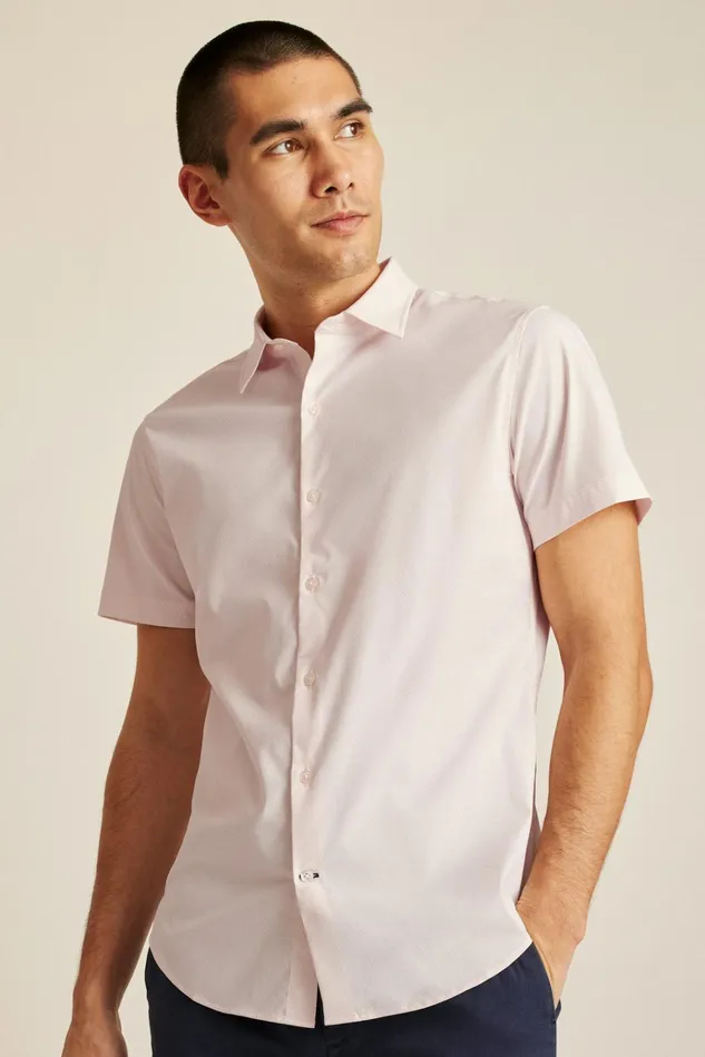 Men Short Sleeve Shirts Bonobos Tech Short Sleeve Shirt Rose Astor Geo