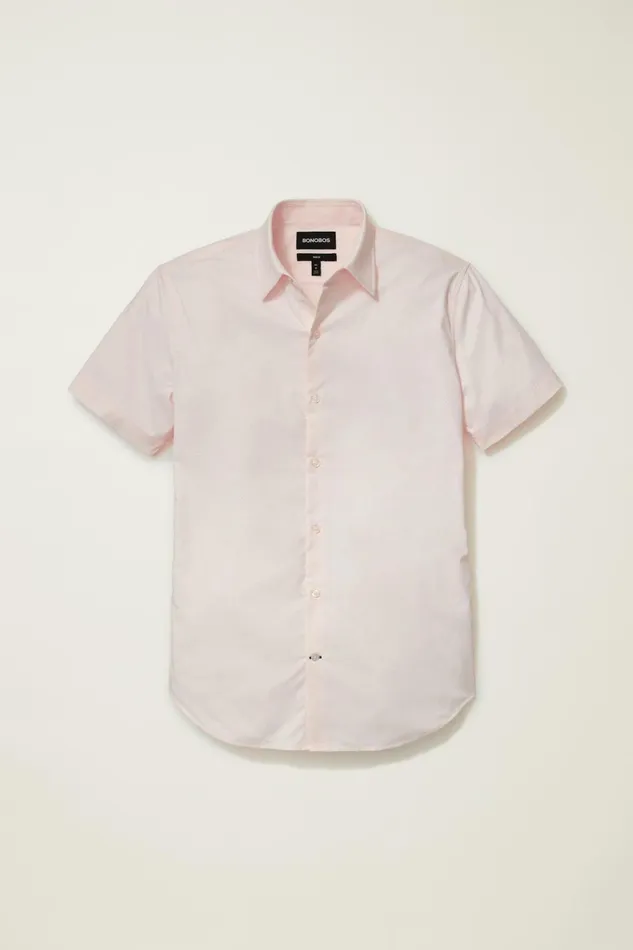 Men Short Sleeve Shirts Bonobos Tech Short Sleeve Shirt Rose Astor Geo