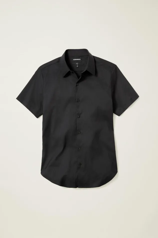 Men Short Sleeve Shirts Bonobos Tech Short Sleeve Shirt Solid Jet Black