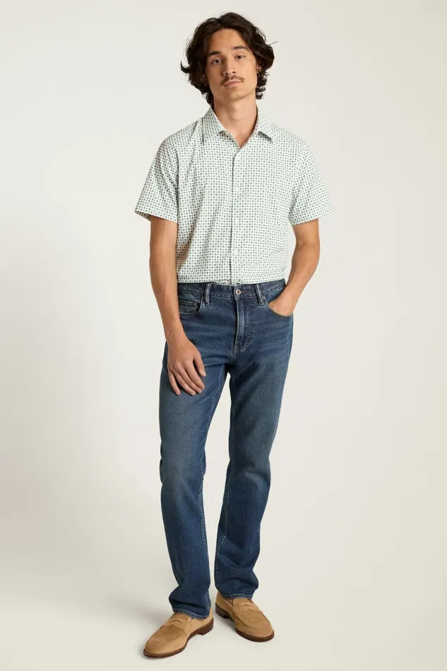 Men Short Sleeve Shirts Bonobos Tech Short Sleeve Shirt White Clocks