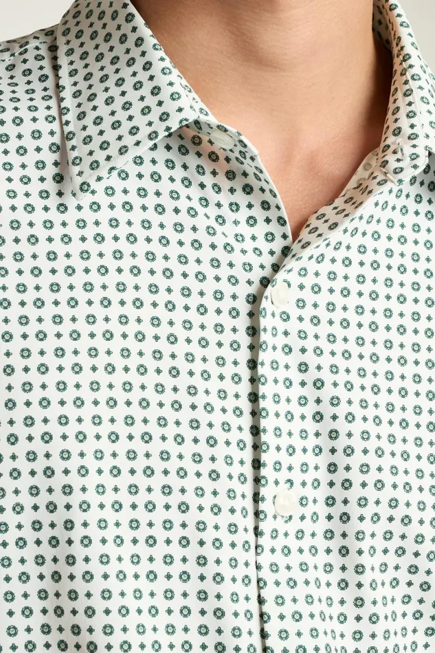 Men Short Sleeve Shirts Bonobos Tech Short Sleeve Shirt White Clocks