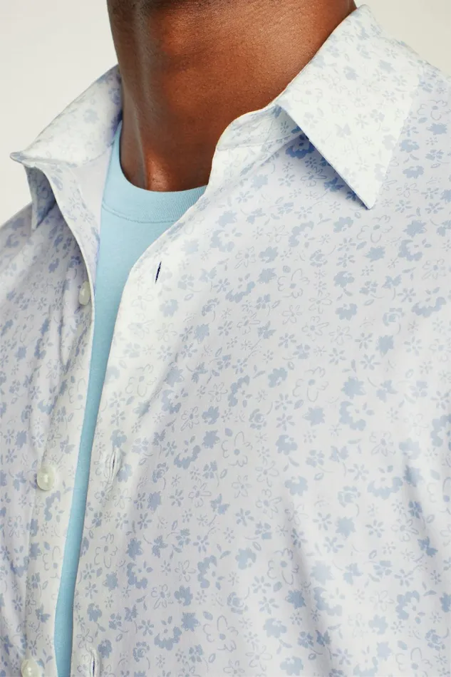 Men Short Sleeve Shirts Bonobos Tech Short Sleeve Shirt White Weekend Floral