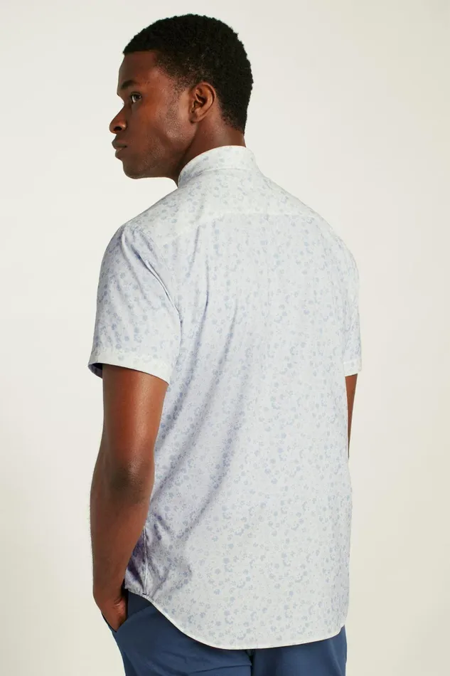 Men Short Sleeve Shirts Bonobos Tech Short Sleeve Shirt White Weekend Floral