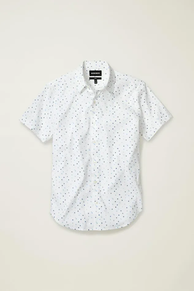 Men Short Sleeve Shirts Bonobos Tech Short Sleeve Shirt White Winter Wonderland