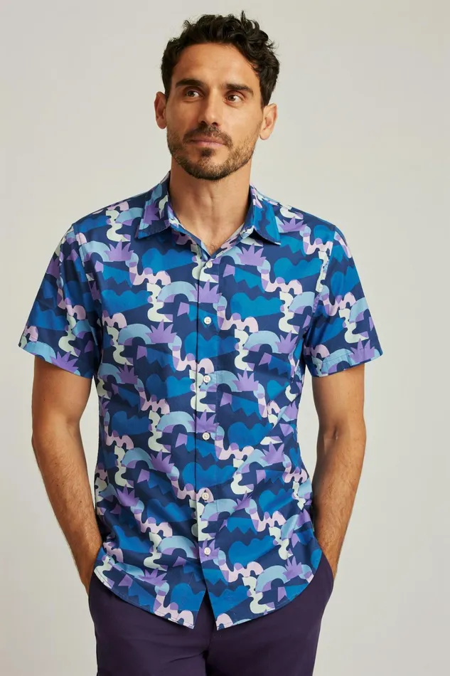 Men Short Sleeve Shirts Bonobos Will Bryant X Bonobos Stretch Riviera Short Sleeve Shirt Eggplant