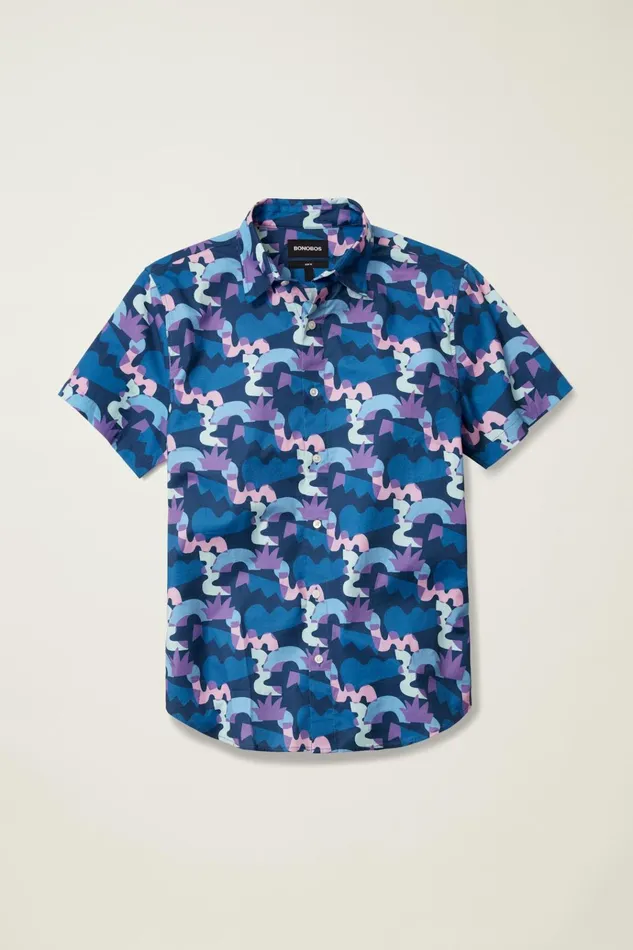 Men Short Sleeve Shirts Bonobos Will Bryant X Bonobos Stretch Riviera Short Sleeve Shirt Eggplant