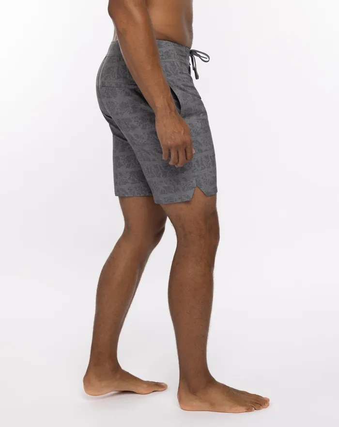 Men Shorts TravisMathew TREAT YOURSELF BOARDSHORT Heather Grey Pinstripe