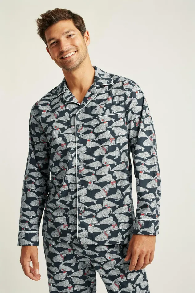 Men Socks and Underwear Bonobos Critter Stretch Cotton Pajamas Blue Winter Walrus