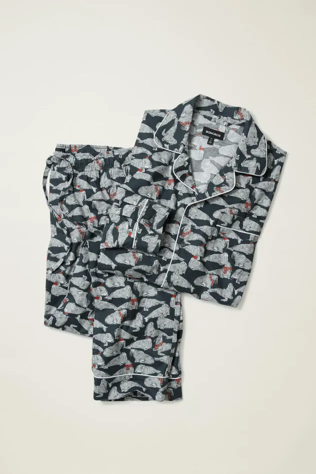 Men Socks and Underwear Bonobos Critter Stretch Cotton Pajamas Blue Winter Walrus
