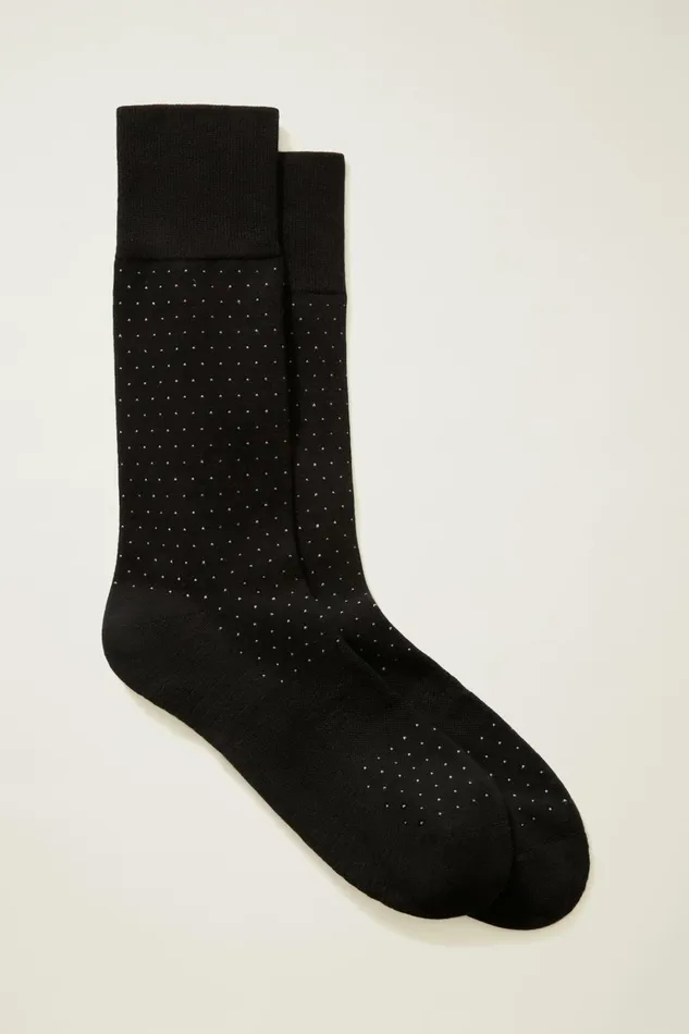 Men Socks and Underwear Bonobos Soft Everyday Socks Black Pin Dot