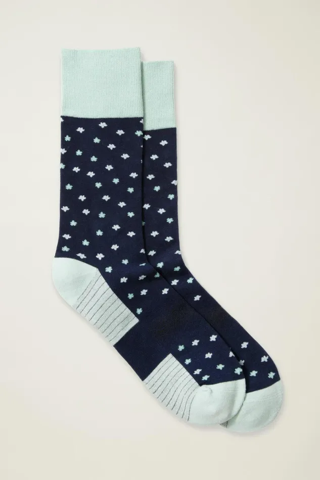Men Socks and Underwear Bonobos Soft Everyday Socks Blue Floral Frenzy