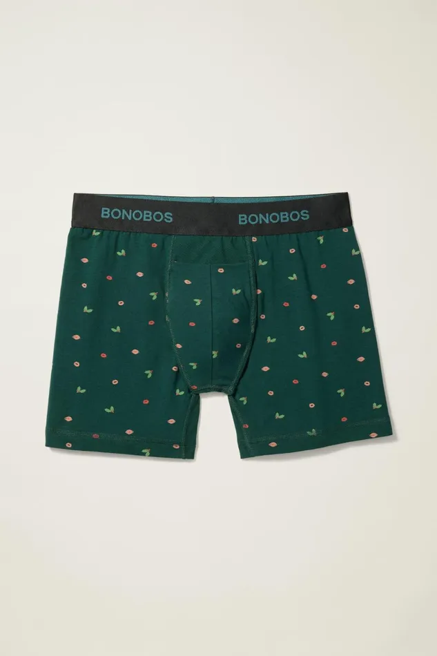 Men Socks and Underwear Bonobos Supersoft Underwear Green Mistletoe Smooches