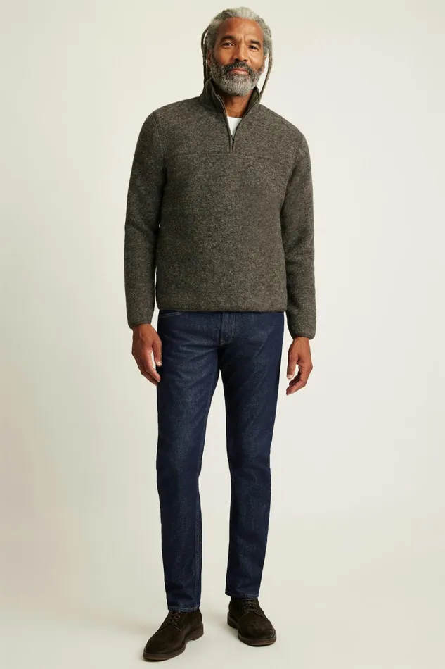 Men Sweatshirts and Hoodies Bonobos Italian Wool Half Zip Natural Brown