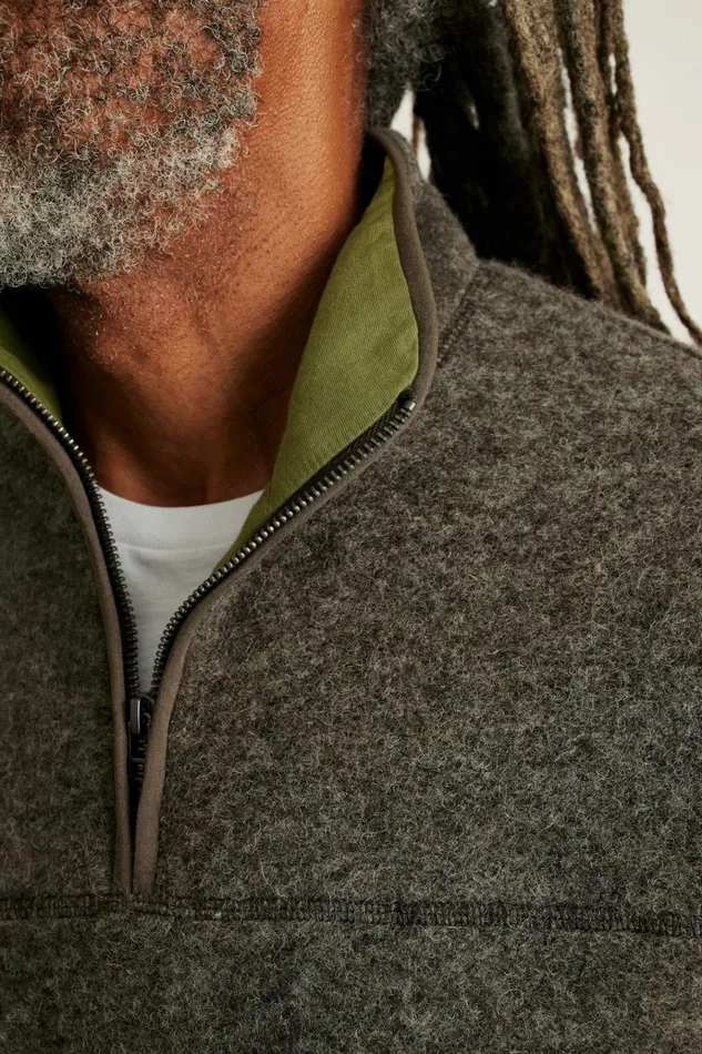 Men Sweatshirts and Hoodies Bonobos Italian Wool Half Zip Natural Brown