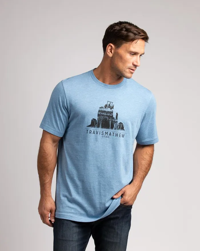 Men Tees TravisMathew ACROSS THE PLATEAU TEE Heather Blue