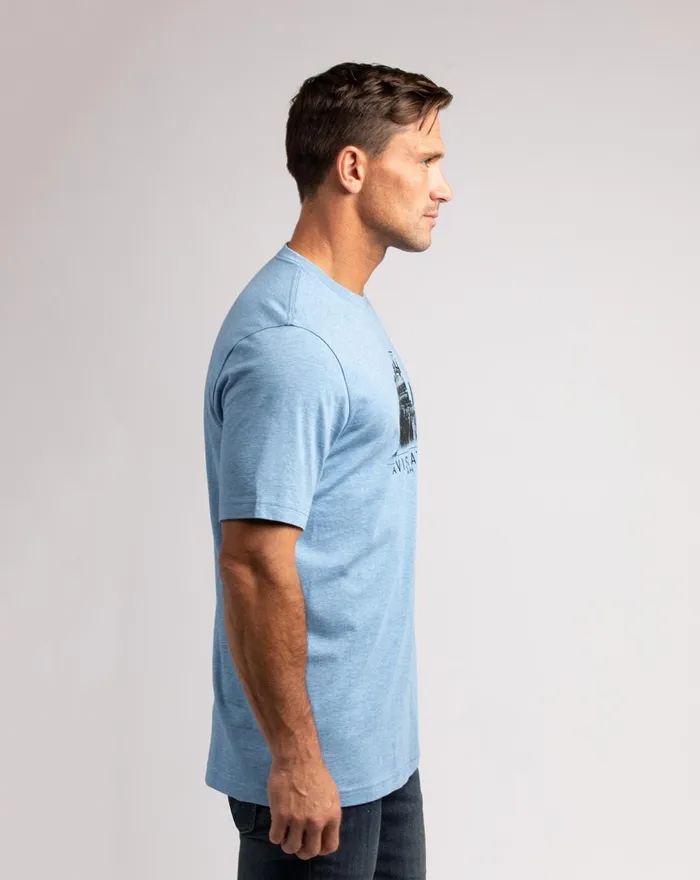 Men Tees TravisMathew ACROSS THE PLATEAU TEE Heather Blue