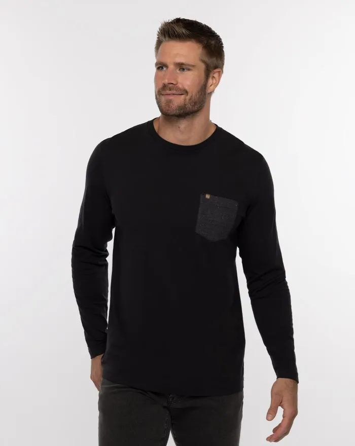 Men Tees TravisMathew BEERS AND CHEERS LONG SLEEVE TEE Black