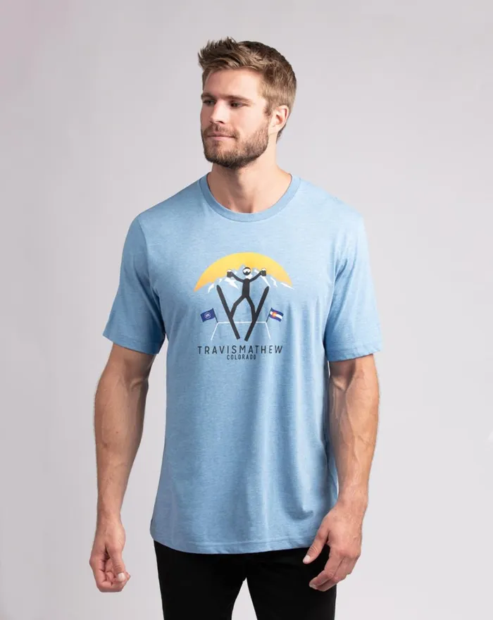 Men Tees TravisMathew CATCHIN039 AIR TEE Heather Blue