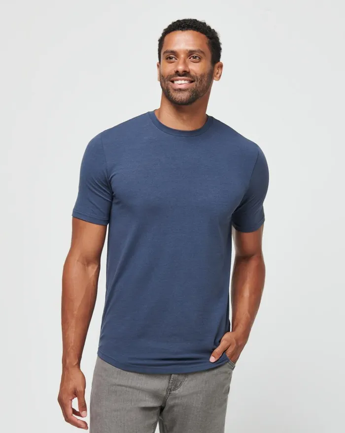 Men Tees TravisMathew CLOUD CREW TEE Blue Nights