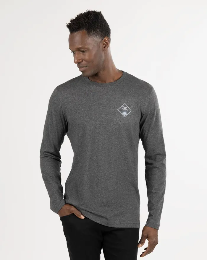Men Tees TravisMathew CROSSTRAIL LONG SLEEVE TEE Heather Grey Pinstripe