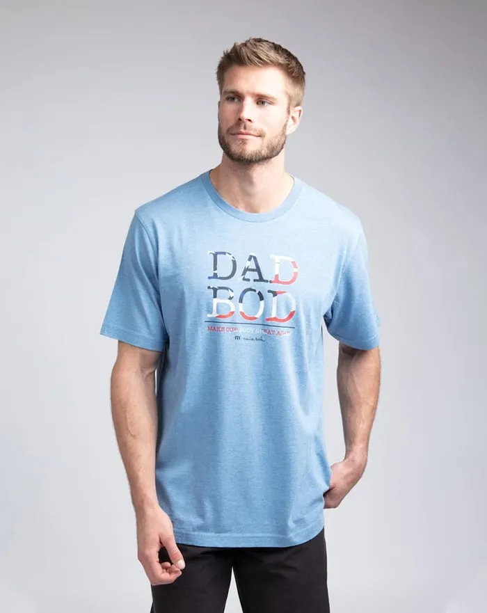 Men Tees TravisMathew DAD BOD Heather Bluewhite