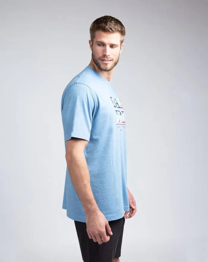 Men Tees TravisMathew DAD BOD Heather Bluewhite