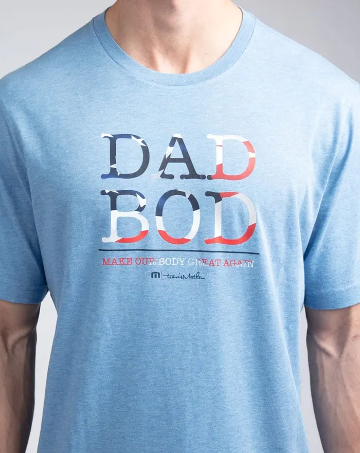 Men Tees TravisMathew DAD BOD Heather Bluewhite