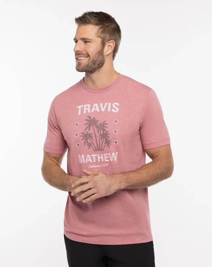 Men Tees TravisMathew FEELING LOCO TEE Heather Earth Red