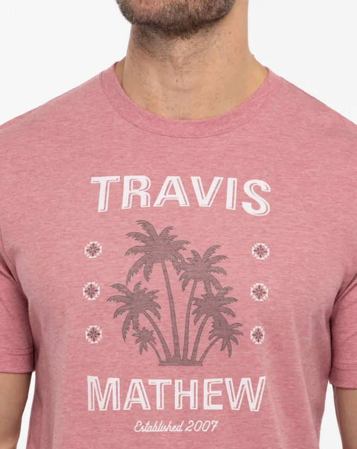 Men Tees TravisMathew FEELING LOCO TEE Heather Earth Red Men Tees TravisMathew FEELING LOCO TEE Heather Earth Red