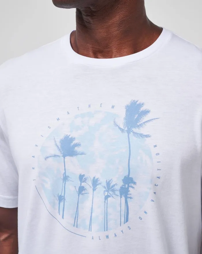 Men Tees TravisMathew FOAM PATHS TEE White Men Tees TravisMathew FOAM PATHS TEE White