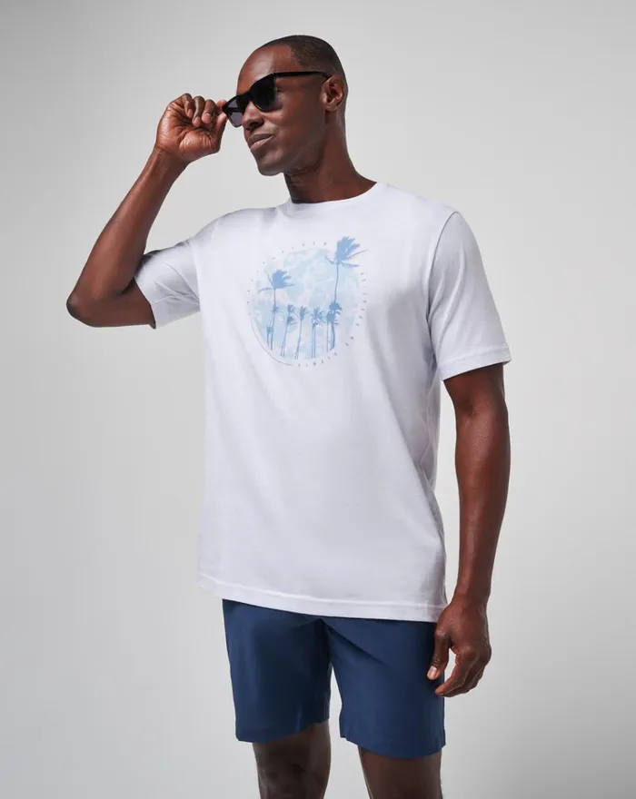 Men Tees TravisMathew FOAM PATHS TEE White Men Tees TravisMathew FOAM PATHS TEE White