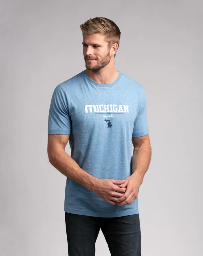 Men Tees TravisMathew MACKINAC TEE Heather Blue