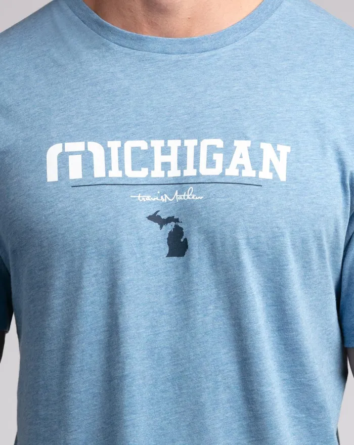 Men Tees TravisMathew MACKINAC TEE Heather Blue