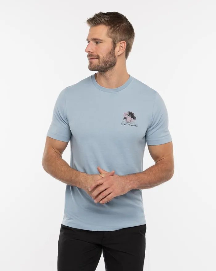 Men Tees TravisMathew MAKE THE DROP TEE Ash Blue