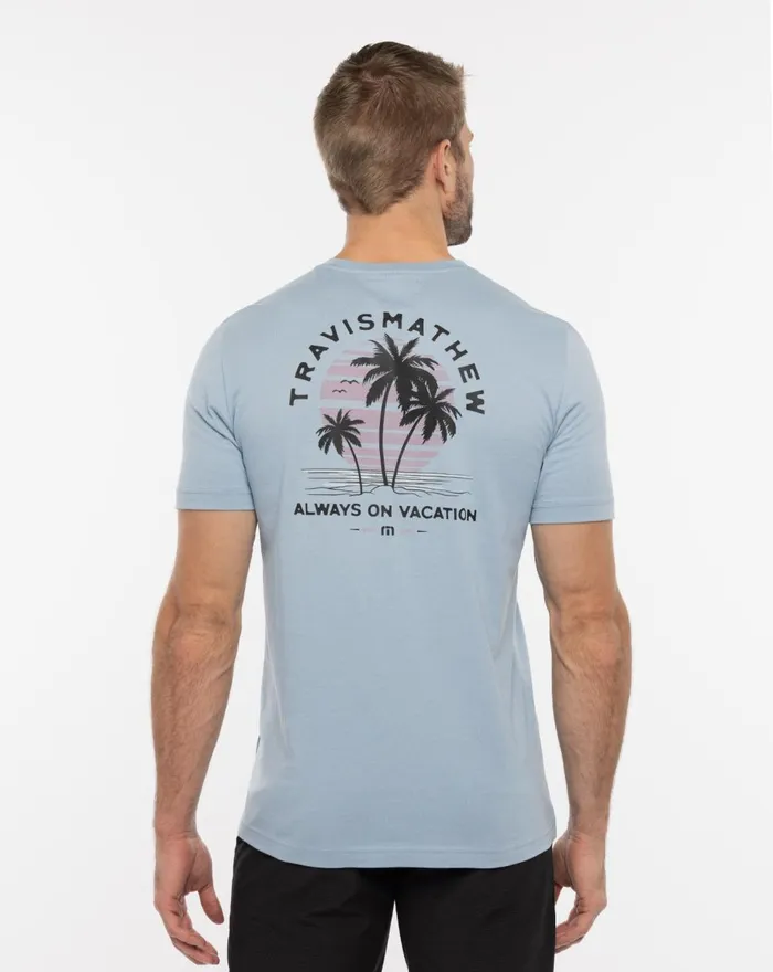 Men Tees TravisMathew MAKE THE DROP TEE Ash Blue Men Tees TravisMathew MAKE THE DROP TEE Ash Blue
