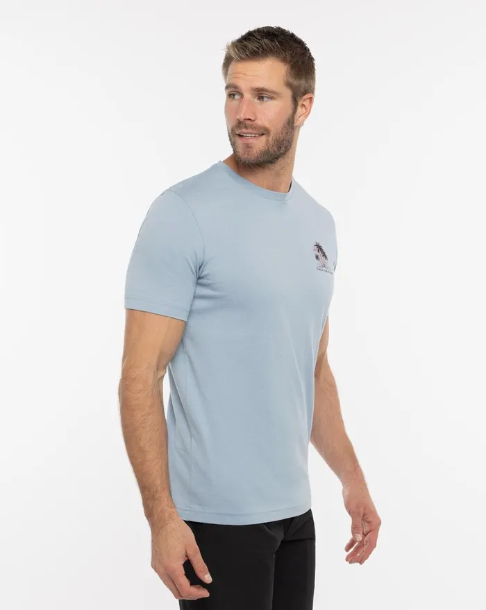 Men Tees TravisMathew MAKE THE DROP TEE Ash Blue Men Tees TravisMathew MAKE THE DROP TEE Ash Blue