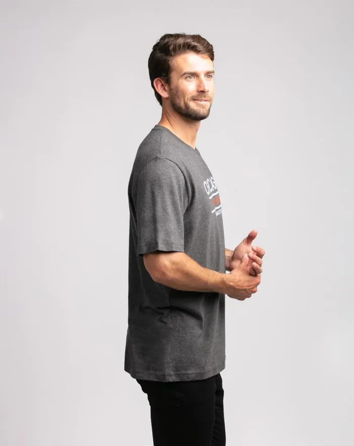 Men Tees TravisMathew MODERNIST TEE Heather Grey Pinstri