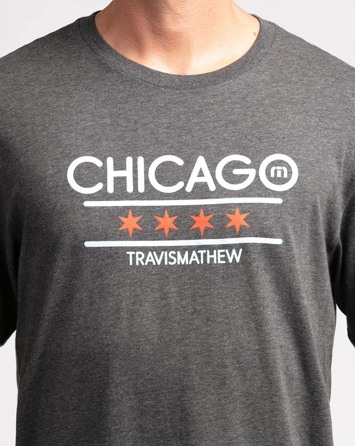 Men Tees TravisMathew MODERNIST TEE Heather Grey Pinstri