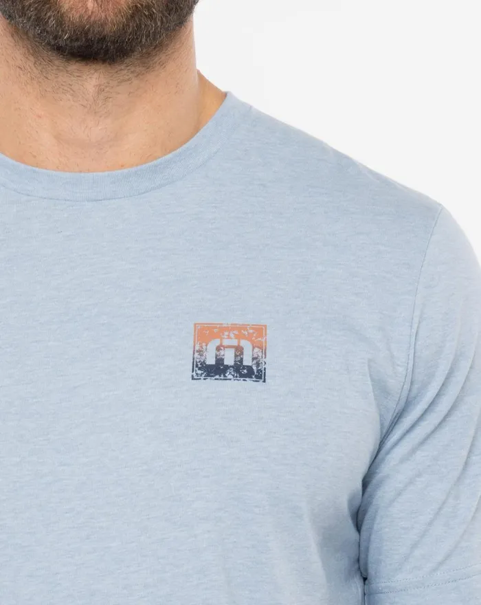 Men Tees TravisMathew PERSONAL LETTER TEE Heather Ash Blue Men Tees TravisMathew PERSONAL LETTER TEE Heather Ash Blue