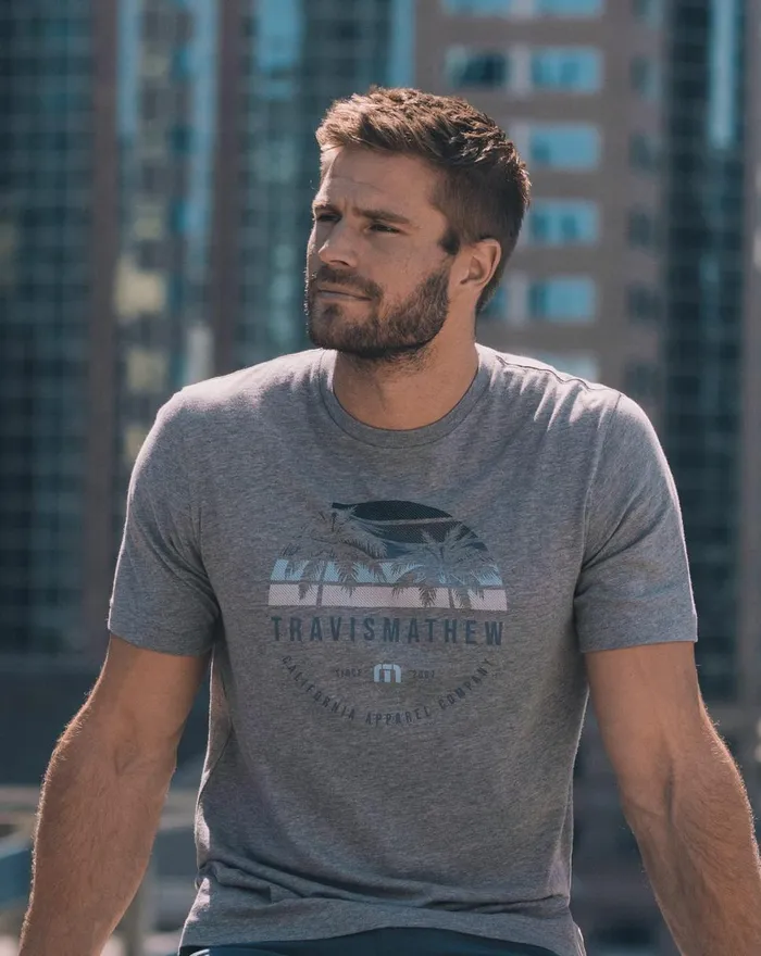 Men Tees TravisMathew PIECE OF CAKE Heather Grey