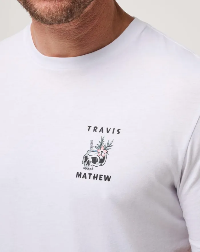 Men Tees TravisMathew PINEAPPLE DRINKS TEE White Men Tees TravisMathew PINEAPPLE DRINKS TEE White