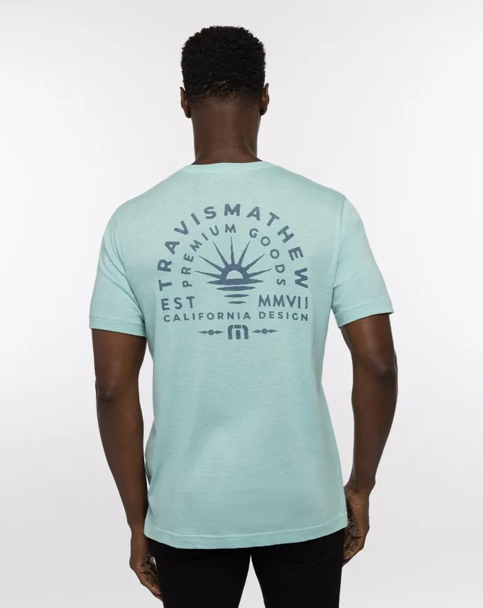 Men Tees TravisMathew PUERTO ESCONDIDO TEE Heather Turquoise Men Tees TravisMathew PUERTO ESCONDIDO TEE Heather Turquoise