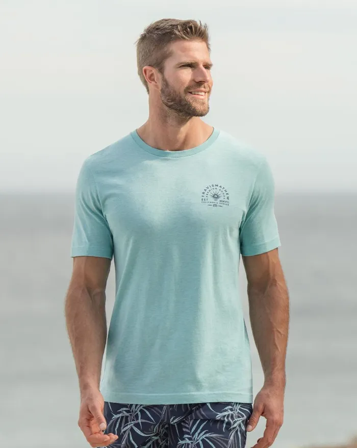 Men Tees TravisMathew PUERTO ESCONDIDO TEE Heather Turquoise Men Tees TravisMathew PUERTO ESCONDIDO TEE Heather Turquoise