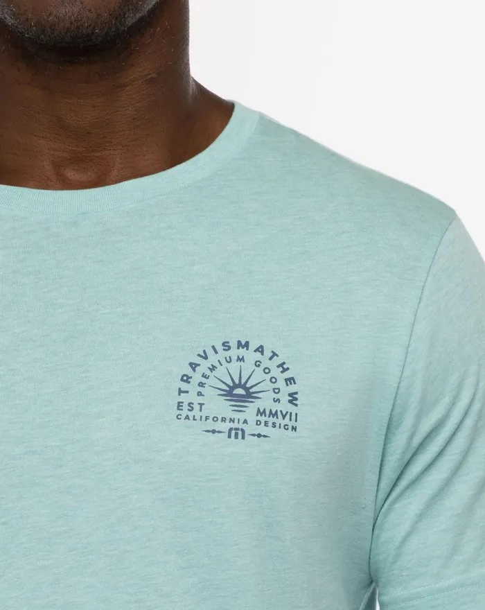 Men Tees TravisMathew PUERTO ESCONDIDO TEE Heather Turquoise Men Tees TravisMathew PUERTO ESCONDIDO TEE Heather Turquoise
