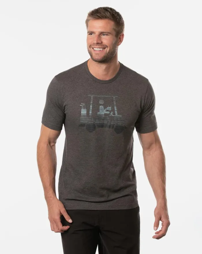 Men Tees TravisMathew RACE YOU TEE Heather Grey Pinstripe